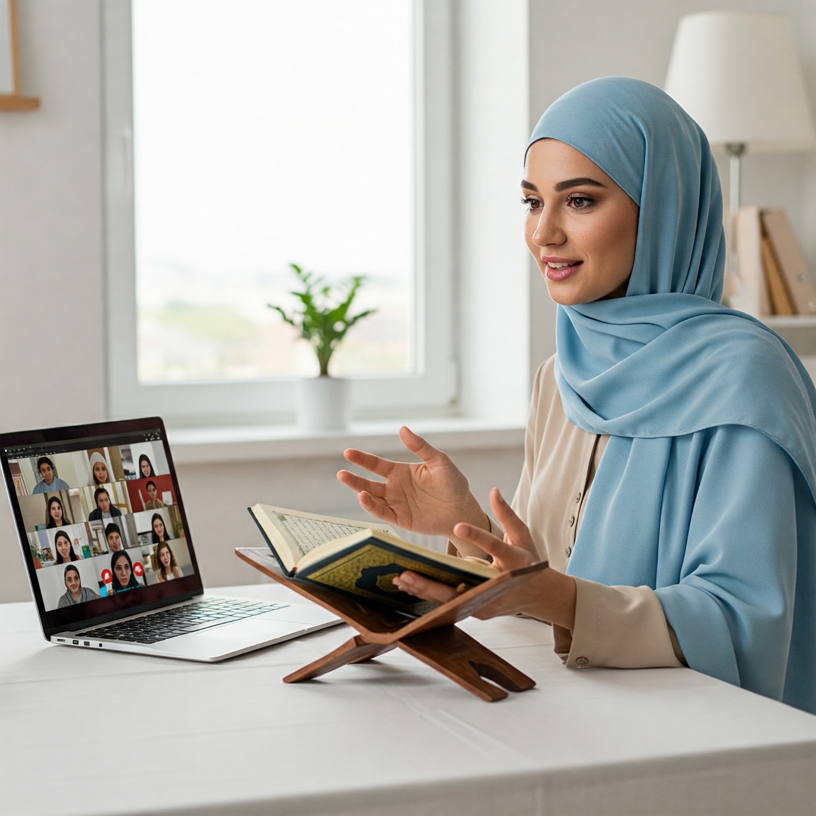 Child learning Quran online